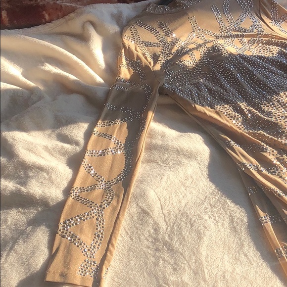 Windsor Tan//nude dress with gems - Picture 3 of 4